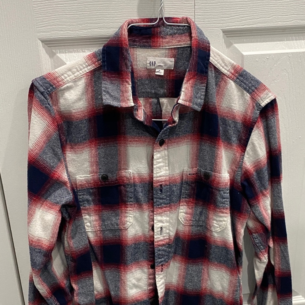 GAP Red, Blue, and White Plaid Button-Down Shirt